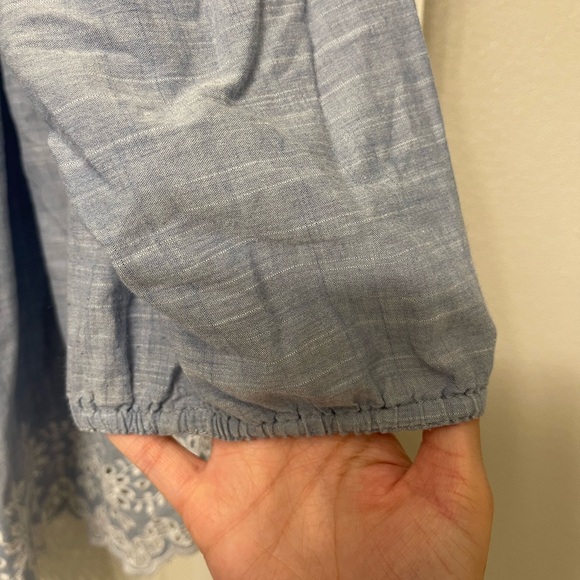 NYDJ blue denim-line long sleeve top - Picture 6 of 6